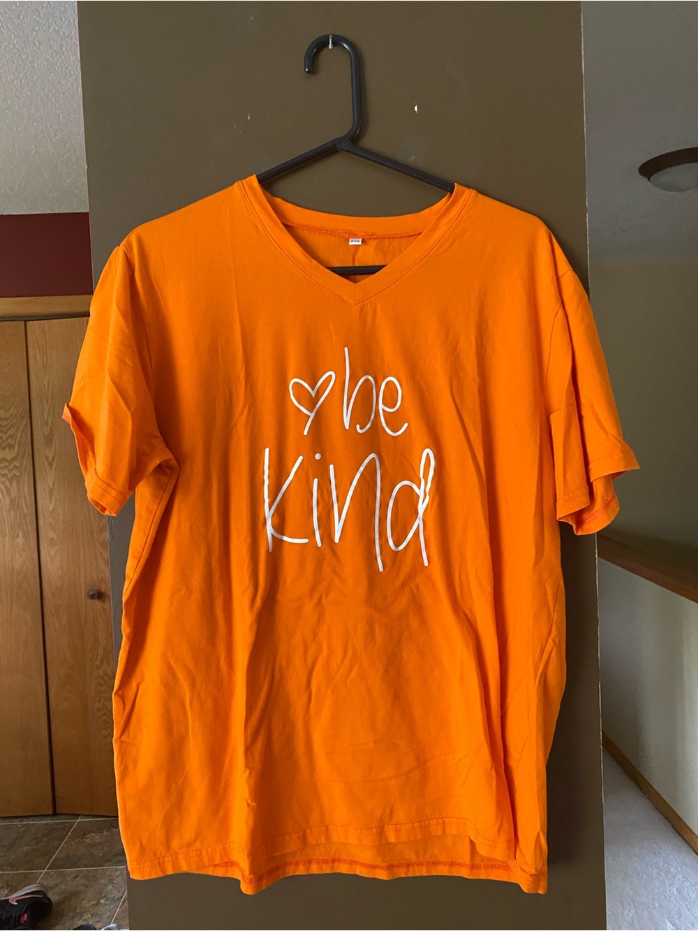 Be Kind Short Sleeve V-Neck Tee for Woman- Orange